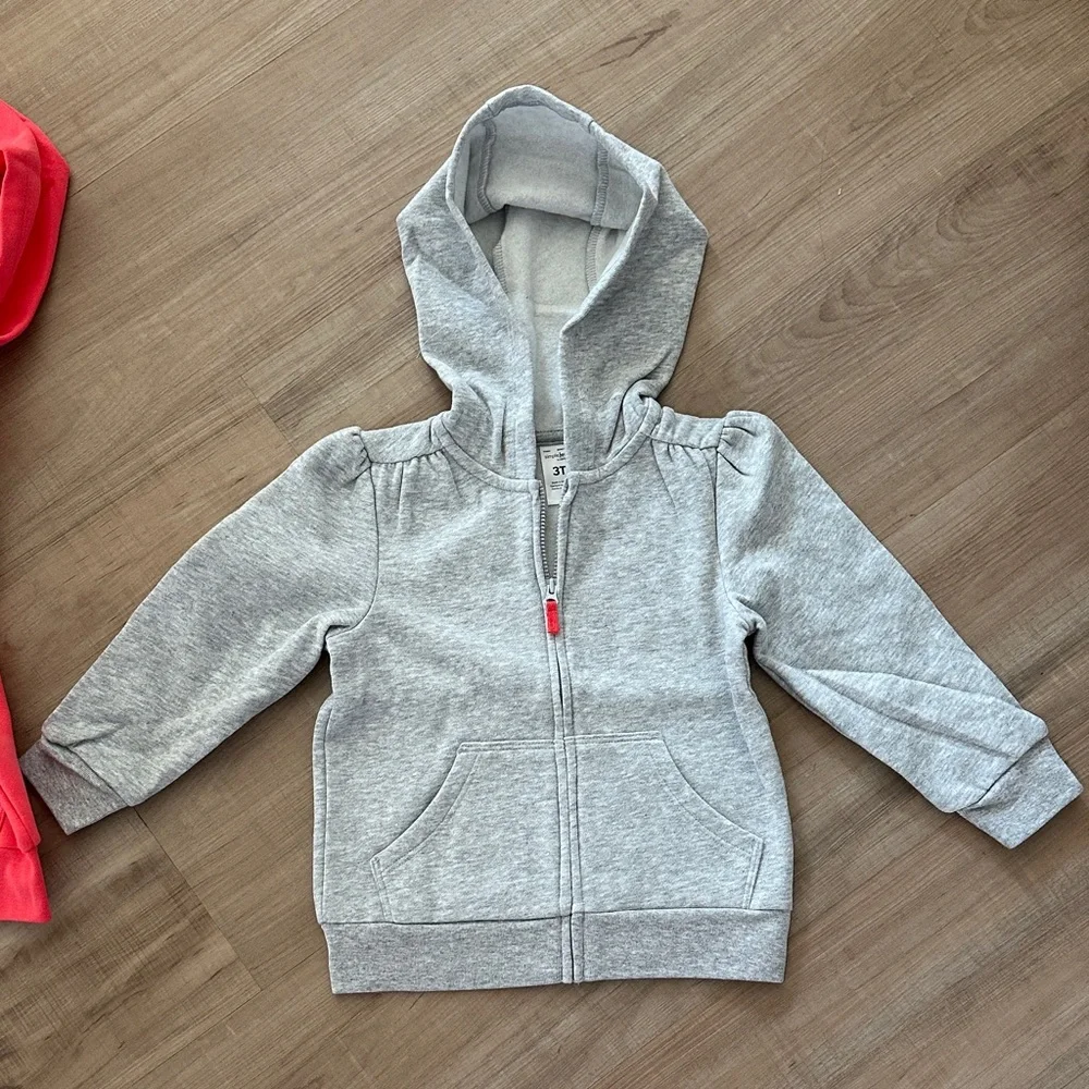 Carter’s Girls 2pcs Fleece Full Zip Hoodie Set - Neon Pink and Gray